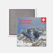Schweizer Berge mit Schnee bedeckt Magnet (Vorderseite/Rückseite)