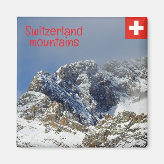 Schweizer Berge mit Schnee bedeckt Magnet (Vorne)