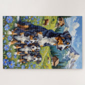 Schweizer Berghund Alpine Enzian Kunst Puzzle (Horizontal)