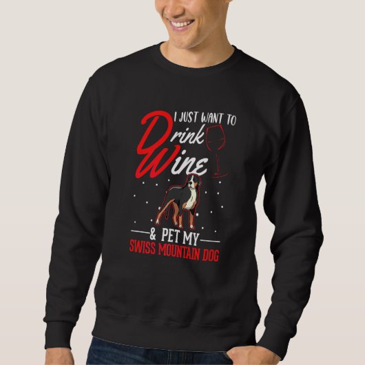 Schweizer Berghund und Wein Sweatshirt (Vorderseite)