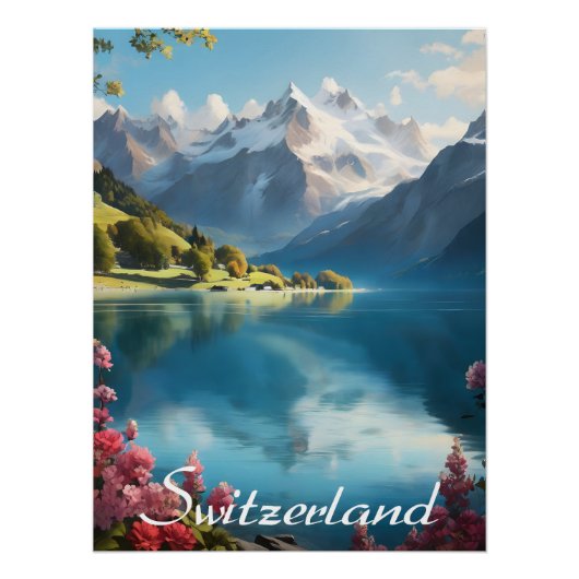 Schweizer Bergsee-Reiseposter Poster (Vorderseite)