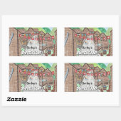 Schweizer Bergstadt Cartoon zeichnend Aufkleber (Blatt)