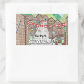Schweizer Bergstadt Cartoon zeichnend Aufkleber (Tasche)