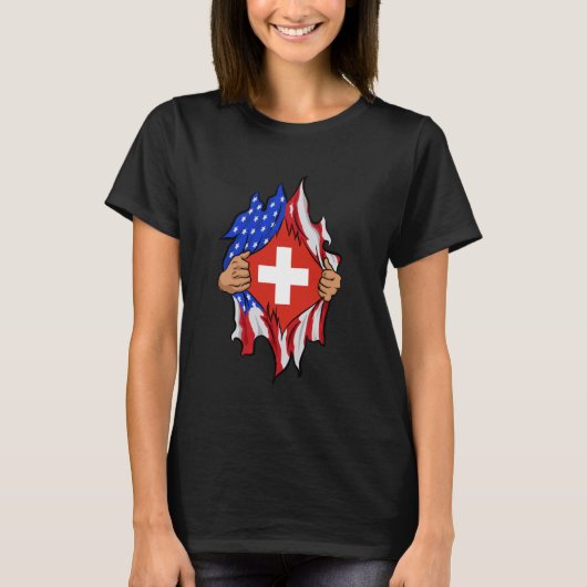Schweizer Blut im Innern der Schweiz - Fahne T-Shirt (Vorderseite)