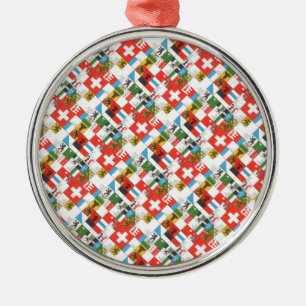 Schweizer cantonial Flaggen Silbernes Ornament