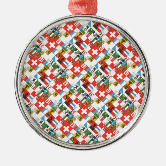 Schweizer cantonial Flaggen Silbernes Ornament (Vorne)