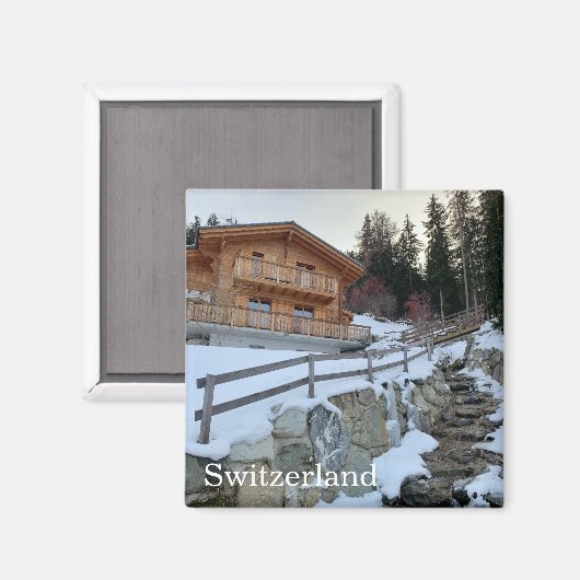 Schweizer Chalet mit Bach Magnet (Vorderseite/Rückseite)