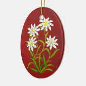 Schweizer Edelweiss alpine Blumen-Verzierung Keramikornament (Links)