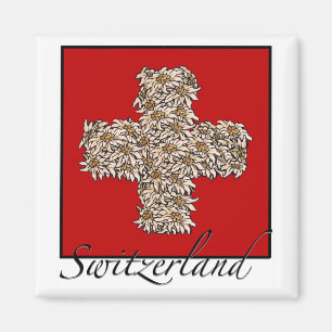 Schweizer Edelweiss Kreuz Magnet