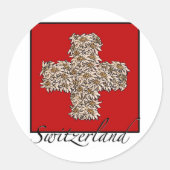 Schweizer Edelweiss Kreuz Runder Aufkleber (Vorderseite)