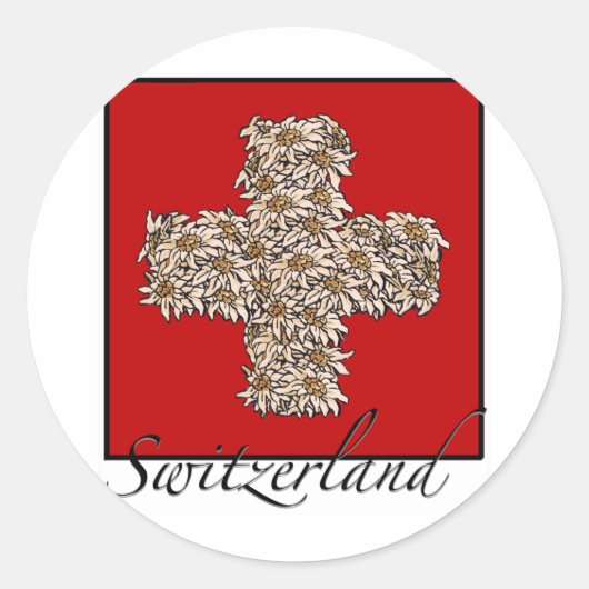 Schweizer Edelweiss Kreuz Runder Aufkleber (Vorderseite)