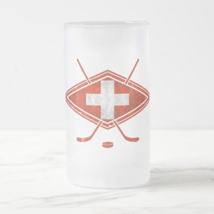 Schweizer Eis-Hockey-Flagge Mattglas Bierglas