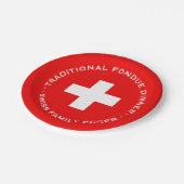 Schweizer Familien-Fondue-Party-Flagge von der Pappteller (Schrägansicht)