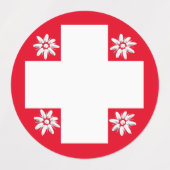 Schweizer Flagge, Edelweiß, Kantone und Tänzer Etiketten (Design 1)