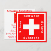 Schweizer Flagge Einladung zu einem Schweizer Them (Vorne/Hinten)