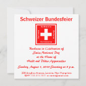 Schweizer Flagge Einladung zu einer Schweizer Them (Rückseite)