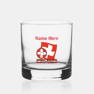 Schweizer Flagge Fußball Rot Personalisierter Name Whiskyglas