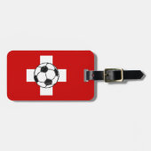 Schweizer Flagge | Fußballball Gepäckanhänger (Vorderseite horizontal)