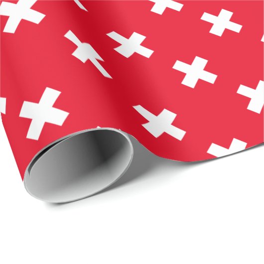 Schweizer Flagge Geschenkpapier (Rolleneckpunkt)