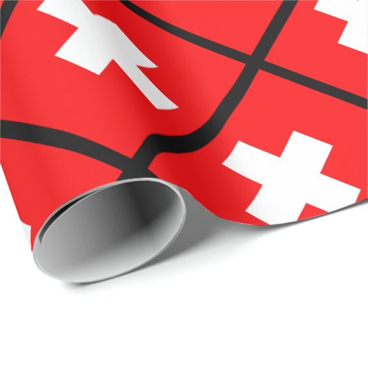 Schweizer Flagge Geschenkpapier (Rolleneckpunkt)