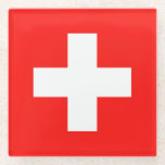 Schweizer Flagge Glasuntersetzer<br><div class="desc">Flagge der Schweiz: "Unus pro omnibus,  omnes pro uno" → Einer für alle,  alle für einen!</div>