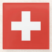 Schweizer Flagge Glasuntersetzer (Vorderseite)