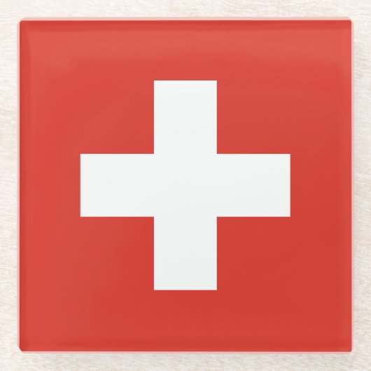 Schweizer Flagge Glasuntersetzer (Vorderseite)