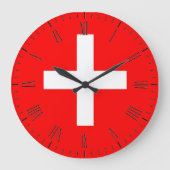 Schweizer Flagge Große Wanduhr (Vorderseite)