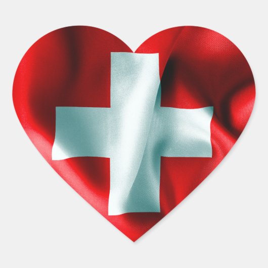 Schweizer Flagge Herz-Aufkleber (Vorderseite)