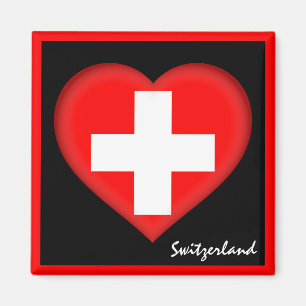 Schweizer Flagge & Herz, Schweiz Urlaub /Sport Magnet