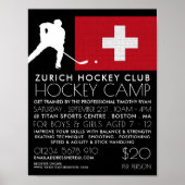 Schweizer Flagge, Hockeyspieler, Campingwerbung Poster (Vorne)