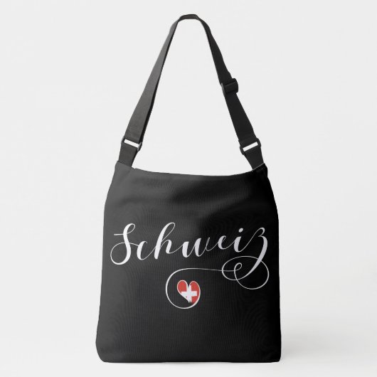 Schweizer Flagge im Herzen, Schweiz, Schweiz Tragetaschen Mit Langen Trägern (Vorderseite)