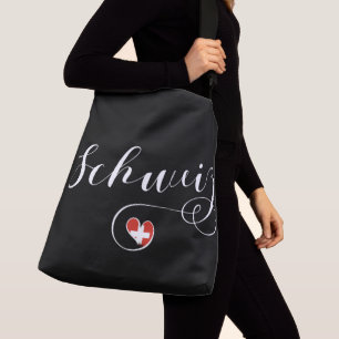 Schweizer Flagge im Herzen, Schweiz, Schweiz Tragetaschen Mit Langen Trägern