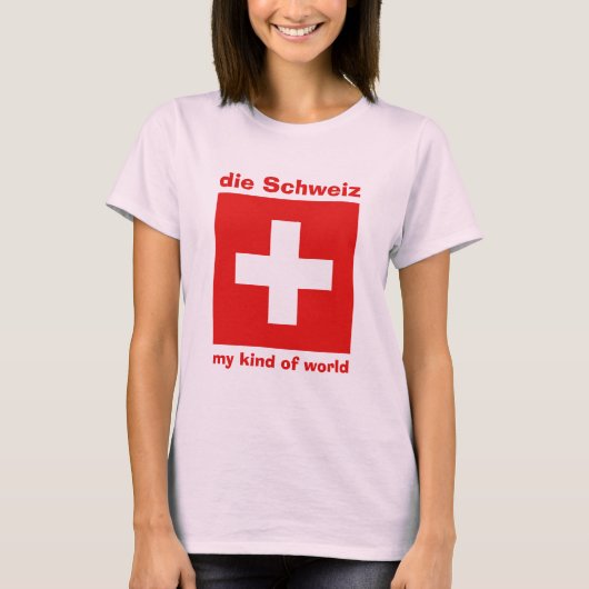 Schweizer Flagge + Karte + Text-T - Shirt (Vorderseite)