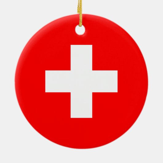 Schweizer Flagge Keramik Ornament (Hinten)