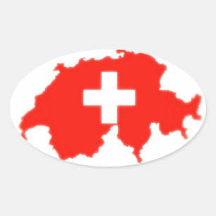 Schweizer Flagge Ovaler Aufkleber