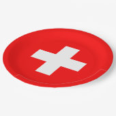 Schweizer Flagge Pappteller (Schrägansicht)