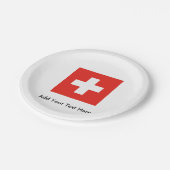 Schweizer Flagge Pappteller (Schrägansicht)