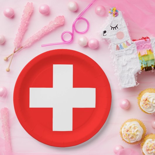 Schweizer Flagge Pappteller (Party)