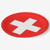 Schweizer Flagge Pappteller (Schrägansicht)