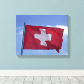 Schweizer Flagge (RF) Leinwanddruck (Insitu (Holzboden))