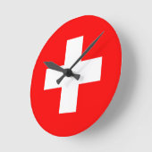 Schweizer Flagge Runde Wanduhr (Winkel)