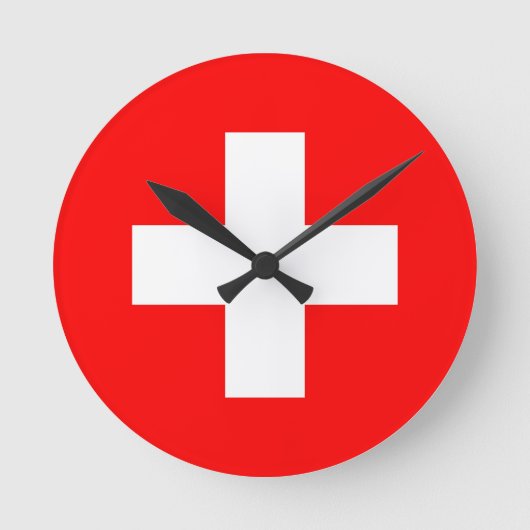 Schweizer Flagge Runde Wanduhr (Vorderseite)