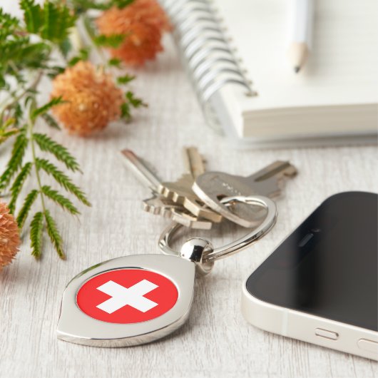 Schweizer Flagge Schlüsselanhänger (Seite)