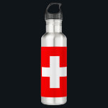 Schweizer Flagge (Schweiz) Edelstahlflasche<br><div class="desc">Dieses Design zeichnet sich durch die Fahne der Schweiz (offiziell die Schweizerische Eidgenossenschaft) aus, die ein Binnenland mitten in Europa ist. Es ist eine bundesstaatliche Republik, die in 26 Kantone aufgeteilt ist. Die Hauptstadt ist Bern, die größte Stadt Zürich. Das Land grenzt im Norden an Deutschland, im Osten an Österreich...</div>