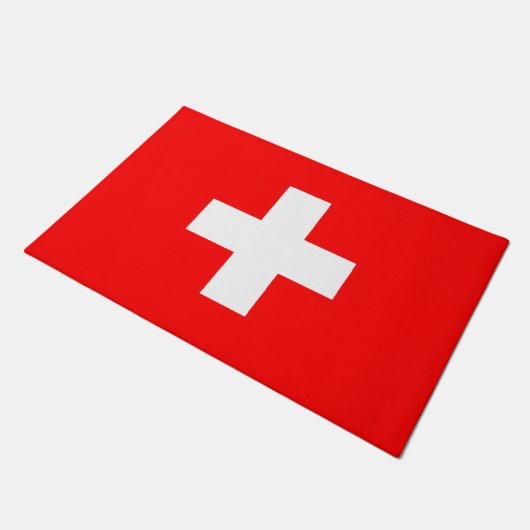 Schweizer Flagge (Schweiz) Fußmatte (Schrägansicht)