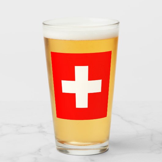 Schweizer Flagge (Schweiz) Glas (Vorne (Gefüllt))