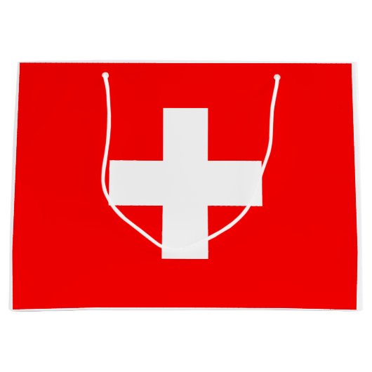 Schweizer Flagge (Schweiz) Große Geschenktüte (Vorderseite)
