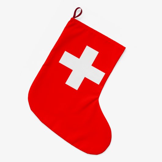 Schweizer Flagge (Schweiz) Großer Weihnachtsstrumpf (Vorderansicht (hängend))