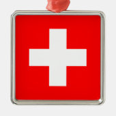 Schweizer Flagge (Schweiz) Keramik Ornament Aus Metall (Vorne)